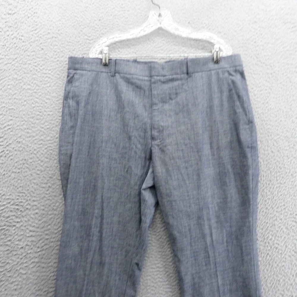 Tasso Elba Mens Blue Dress‎ Pants 38x30 Cotton Straight Leg Flat Front
